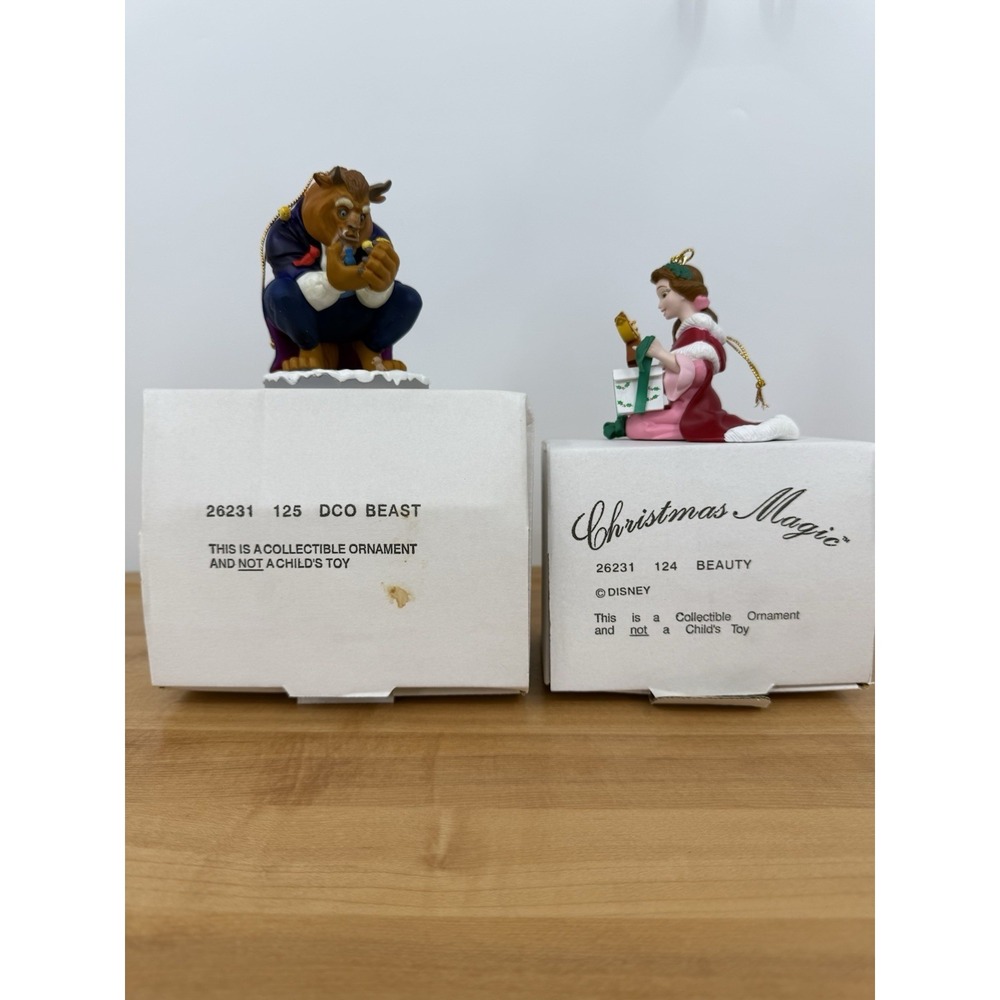 (2) Disney's Christmas Magic Ornaments Made by Grolier Beauty (Belle) & Beast